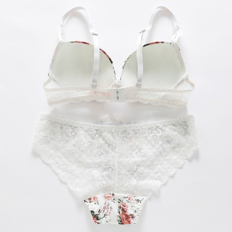 Embroidered lace lingerie set