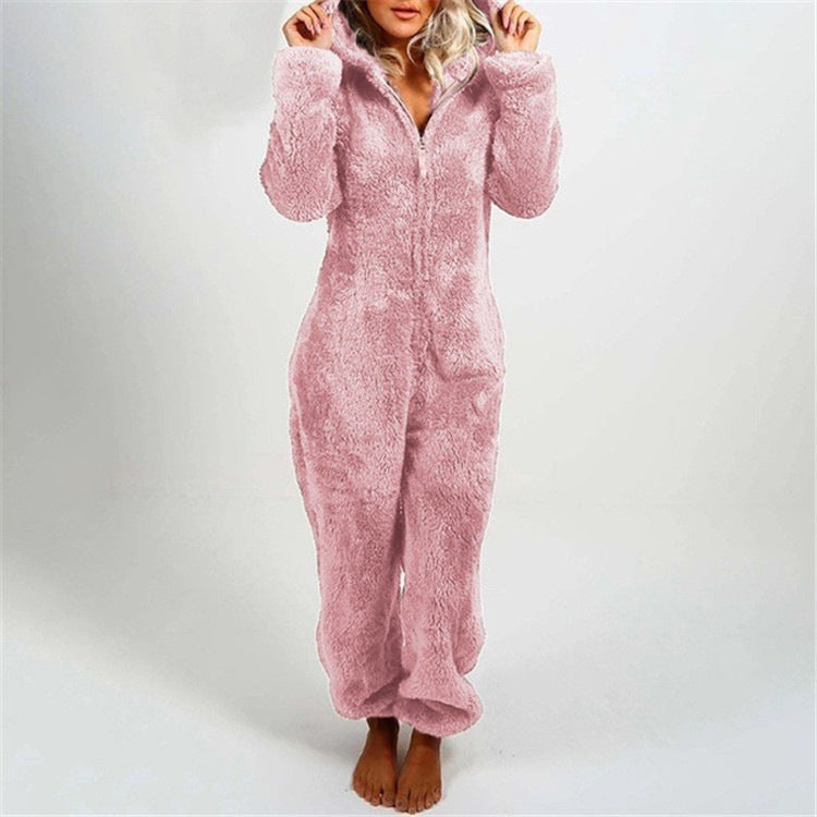 Fleece-Lined Hooded Jumpsuit Pajamas