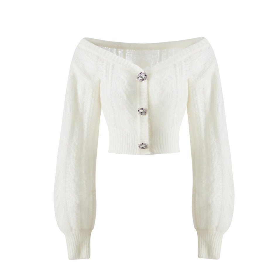 Feliza | Off-Shoulder Mohair Blend Cardigan