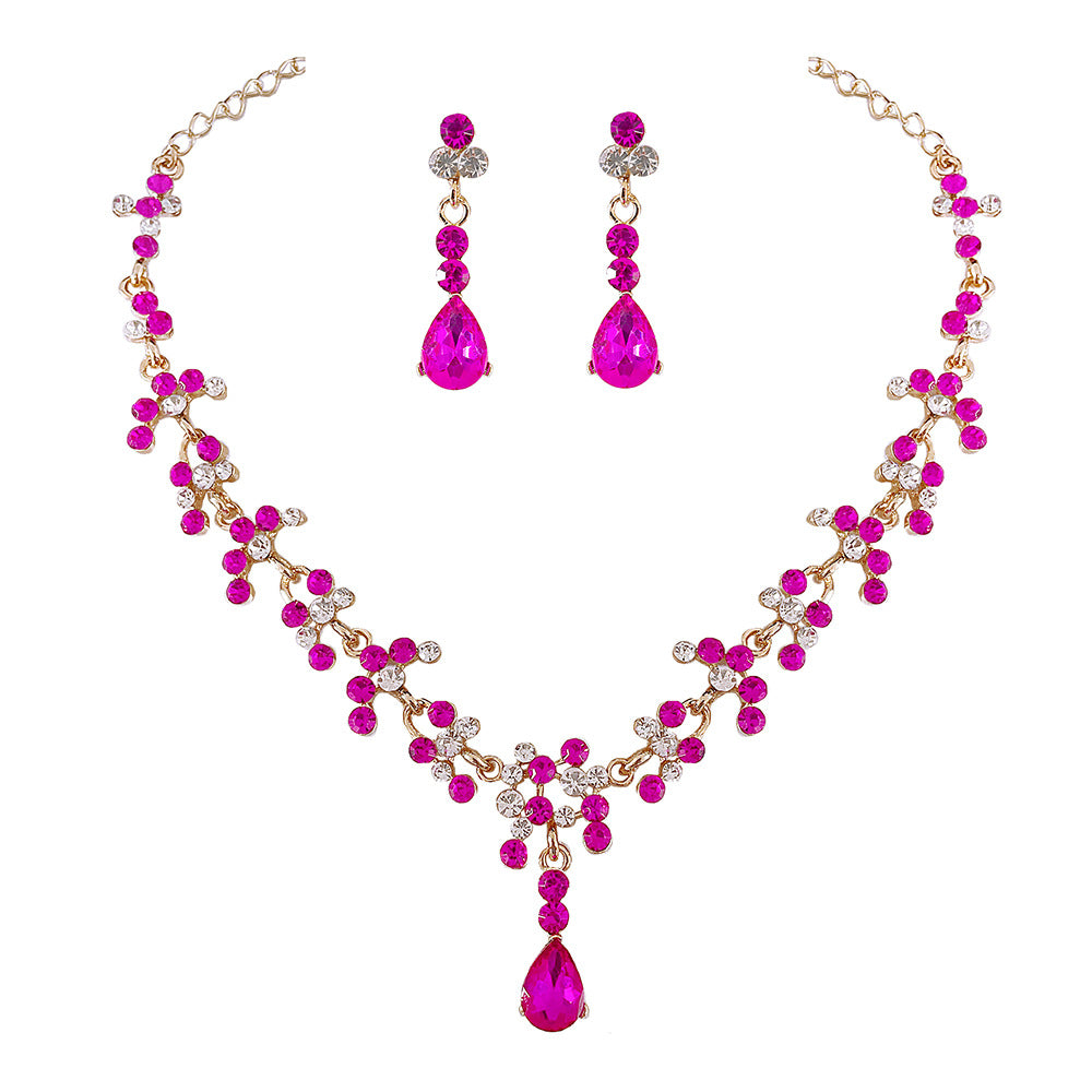 violet crystal water drop necklace