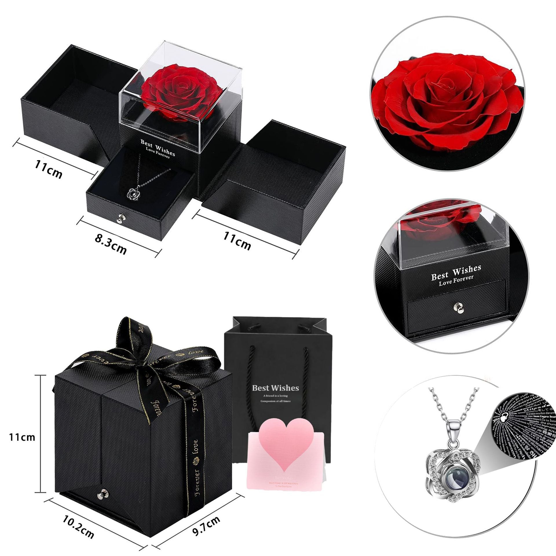 Heart-shaped Zircon Projection Necklace