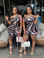 Strapless Geometric Print Slim-fit Jumpsuit