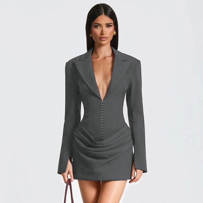 Viviana deep V-neck dress suit