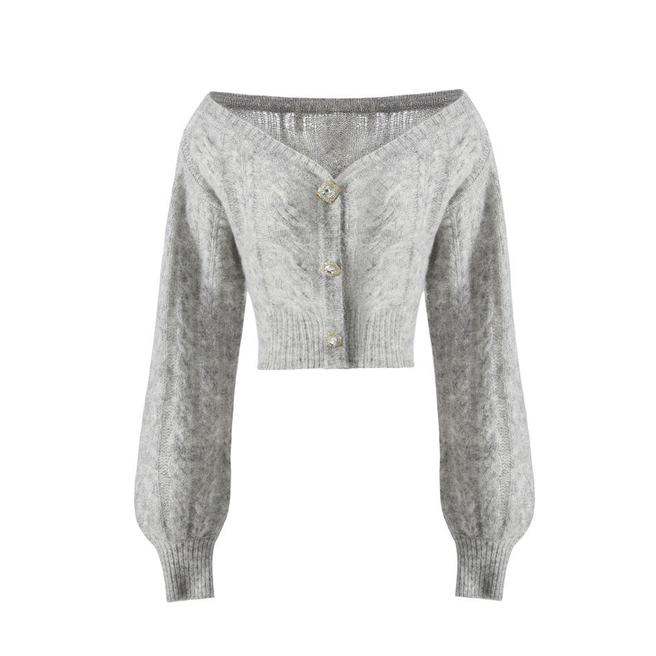 Feliza | Off-Shoulder Mohair Blend Cardigan