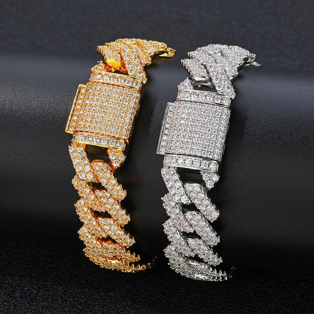 Hip-hop Diamond Cuban Chain Zircon Bracelet for Men