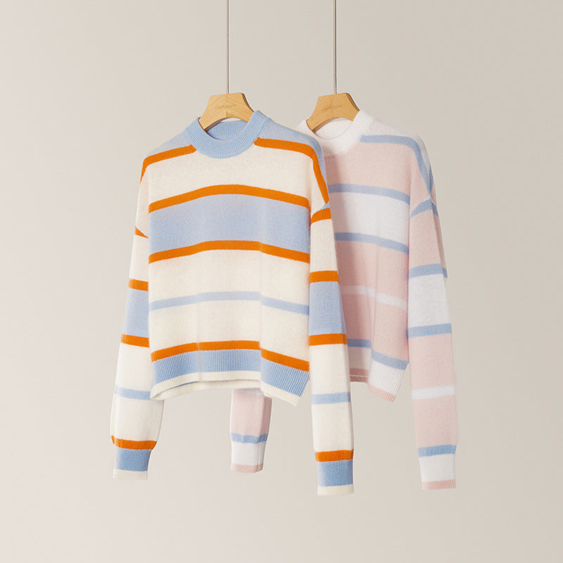 Goat hair wide round-neck sweater