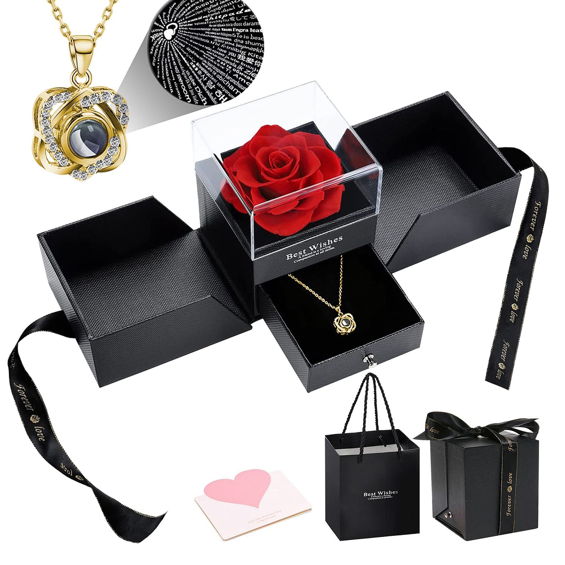 Heart-shaped Zircon Projection Necklace