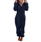 Fleece-Lined Hooded Jumpsuit Pajamas