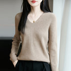 Millie V-neck knit top for women