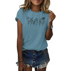 Floral Short Sleeve Round Neck T-shirt
