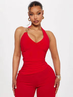 Women's Halterneck Lace-Up Two-Piece Set