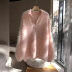 Saine Brushed Cashmere Sweater Women Polo Collar