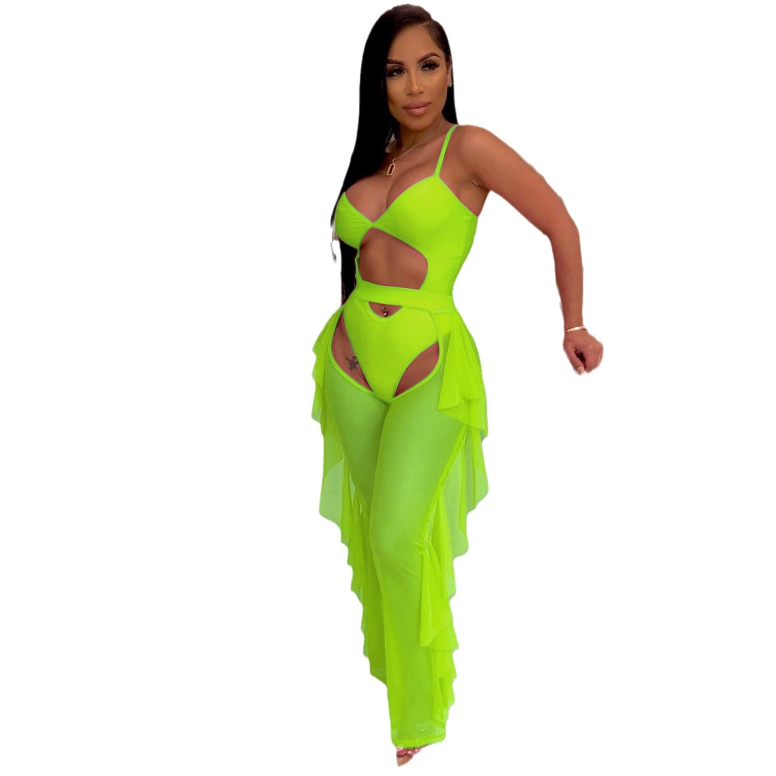 Solid Color Swimsuit Two-Piece Set