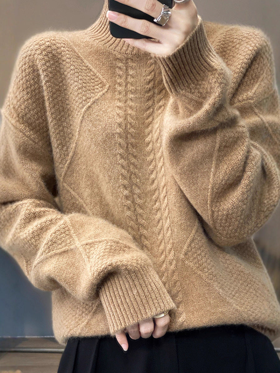 Diamond Twist Autumn and Winter Turtleneck Sweater