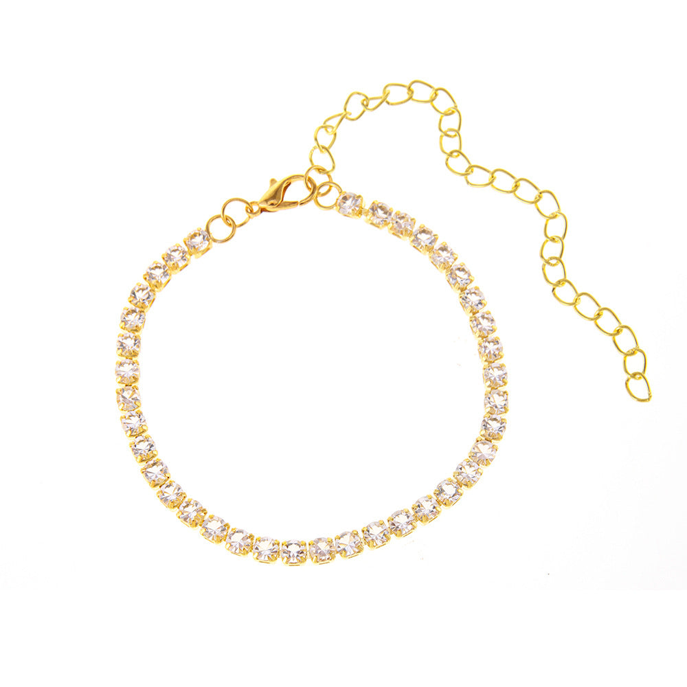 Shining natural diamonds the necklace on the foot