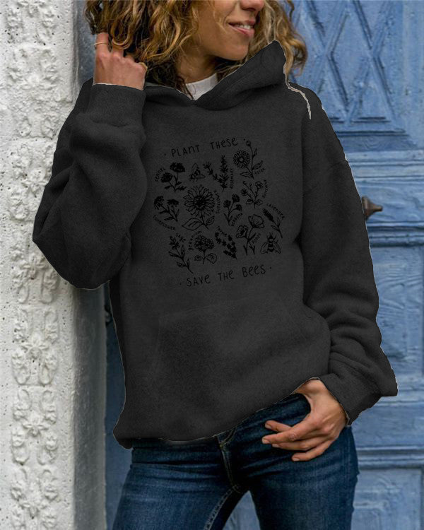Hooded Sweat Flower Print