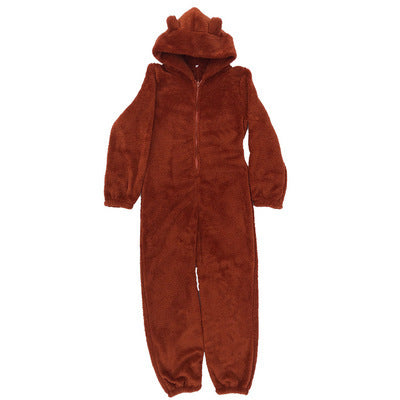Fleece-Lined Hooded Jumpsuit Pajamas
