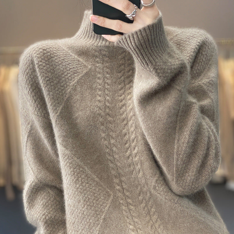 Diamond Twist Autumn and Winter Turtleneck Sweater