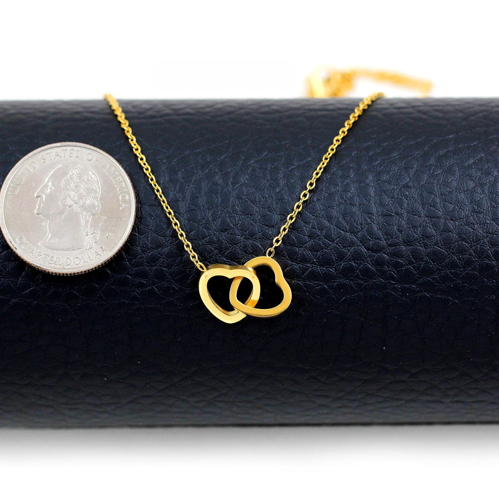 Double Heart Engraved Necklace with Gift Box