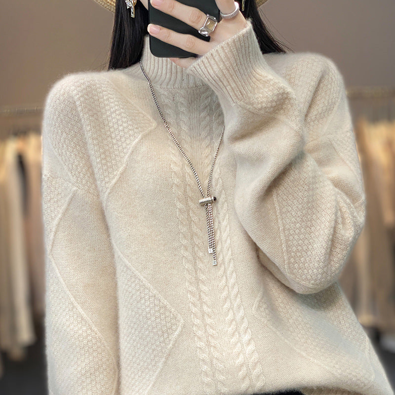 Diamond Twist Autumn and Winter Turtleneck Sweater