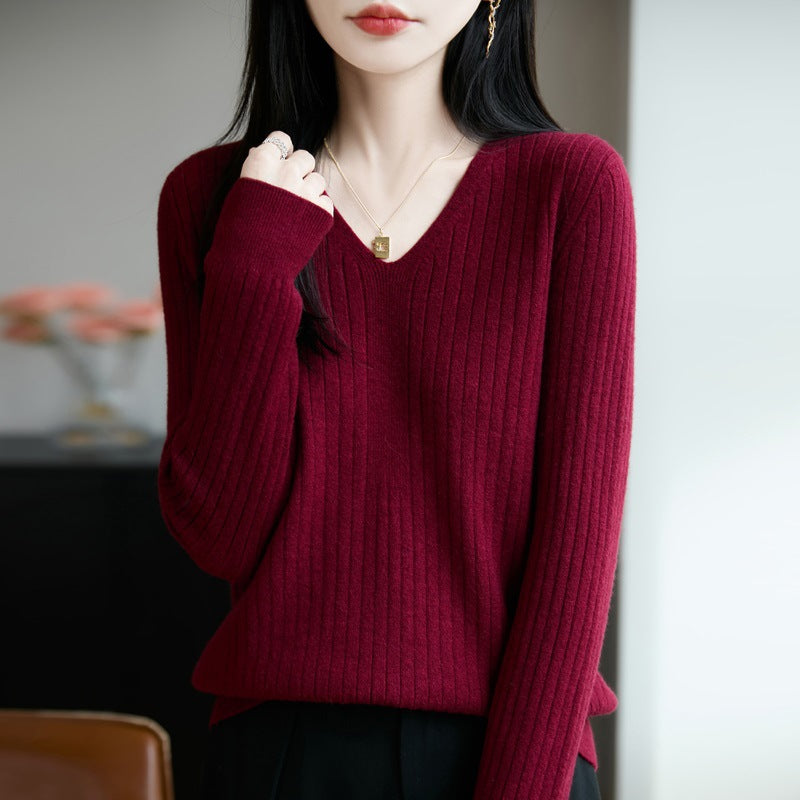 Millie V-neck knit top for women