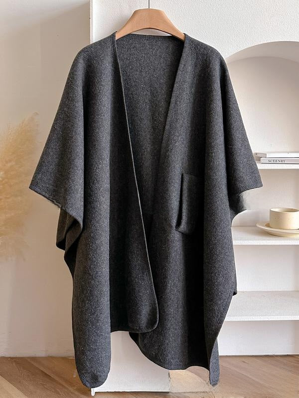 Aurelia Cross-Front Woolen Shawl Cloak