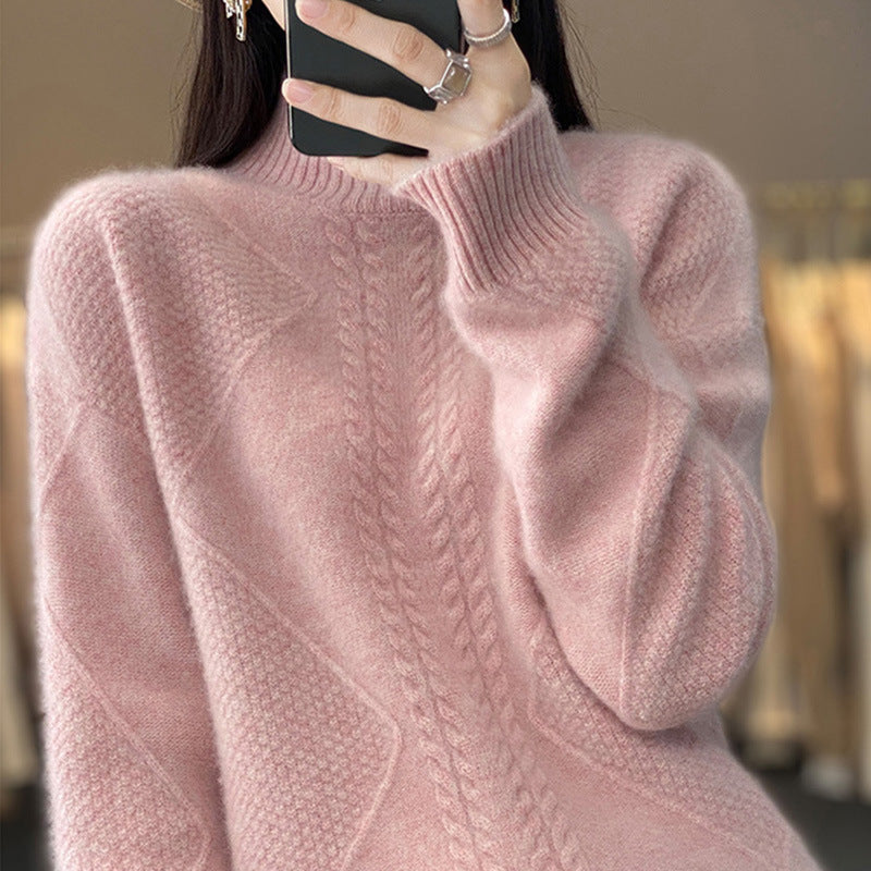 Diamond Twist Autumn and Winter Turtleneck Sweater