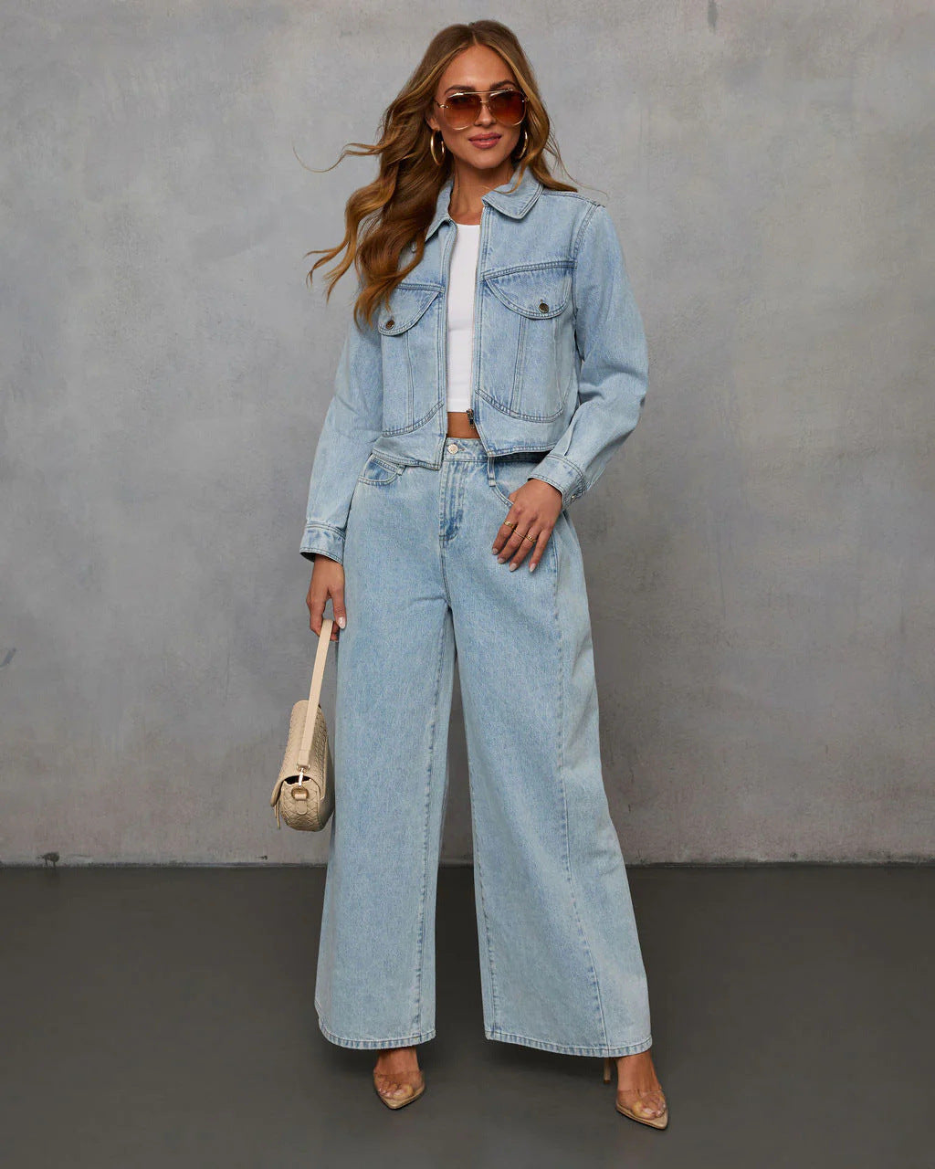 Sina Loose denim jacket and pants set