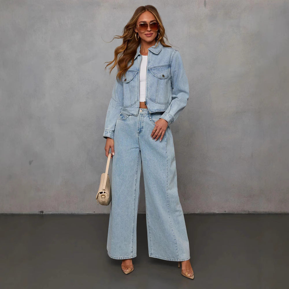 Sina Loose denim jacket and pants set