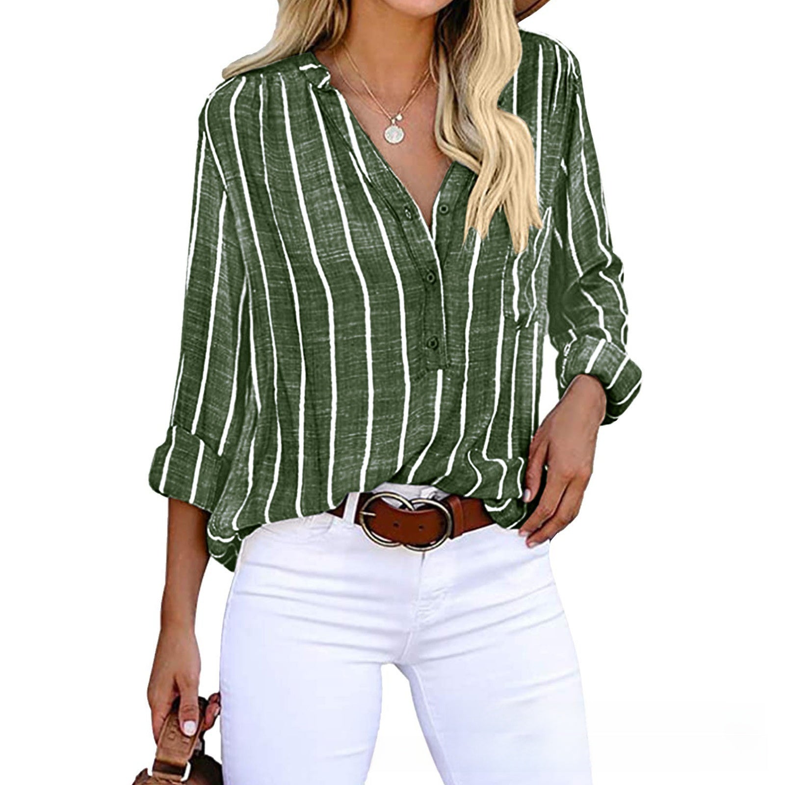 Women's printed striped blouse