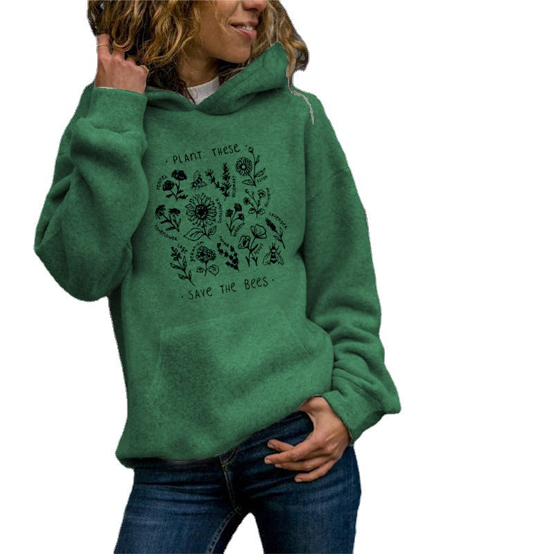 Hooded Sweat Flower Print