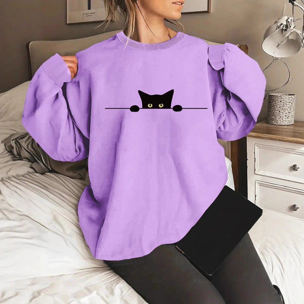 Cute Cat Print Sweatshirt