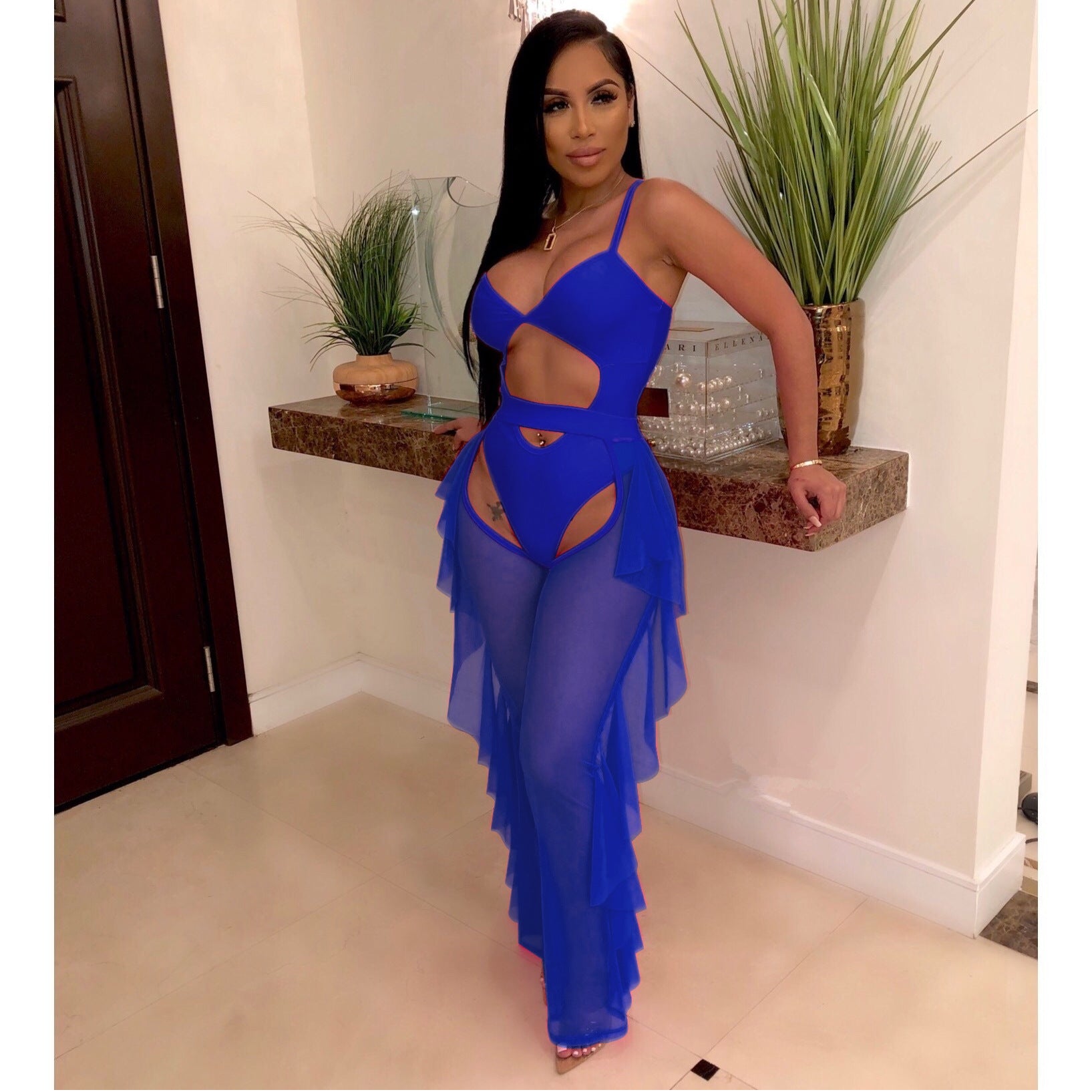 Solid Color Swimsuit Two-Piece Set