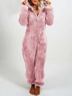 Fleece-Lined Hooded Jumpsuit Pajamas