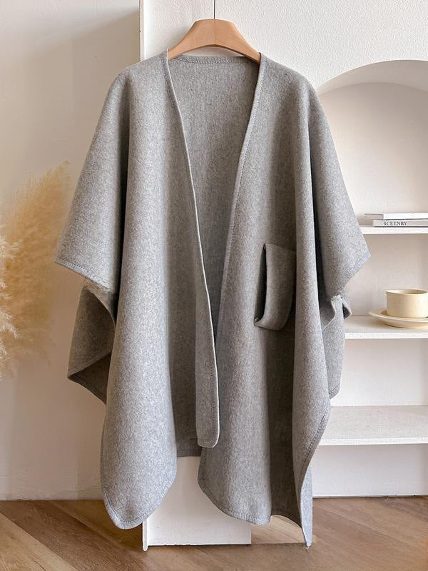 Aurelia Cross-Front Woolen Shawl Cloak