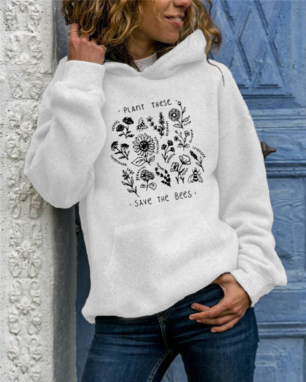 Hooded Sweat Flower Print