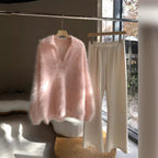 Saine Brushed Cashmere Sweater Women Polo Collar