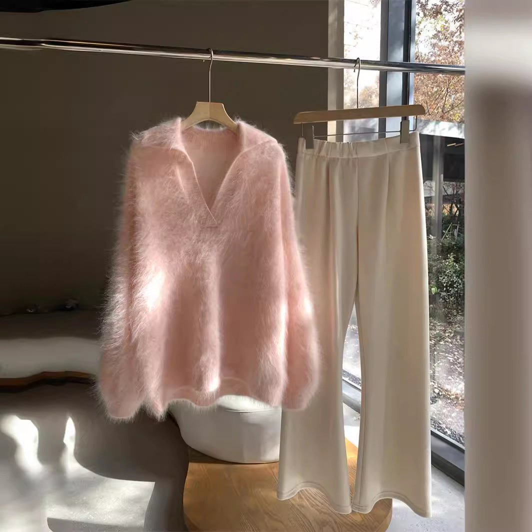 Saine Brushed Cashmere Sweater Women Polo Collar