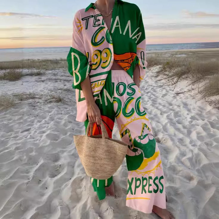 women colorful beach suit set