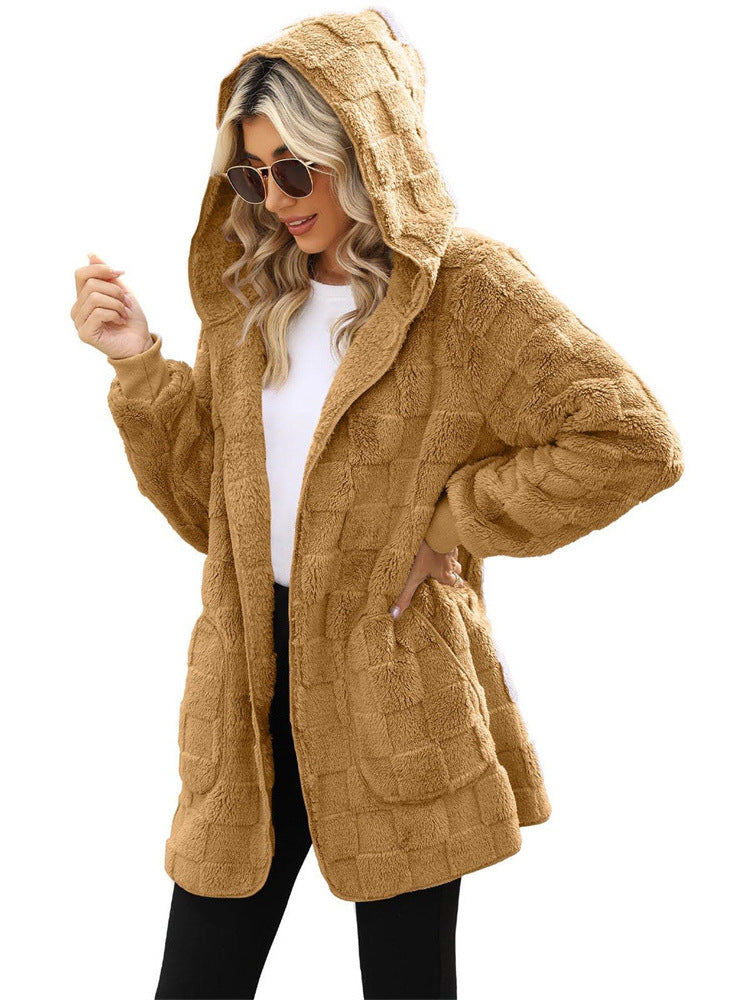 Pia hooded plush coat