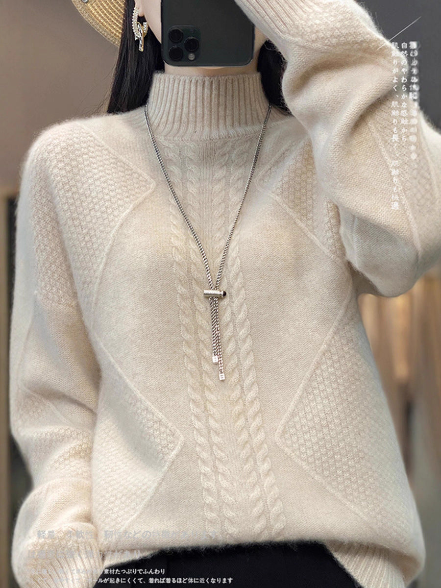 Diamond Twist Autumn and Winter Turtleneck Sweater