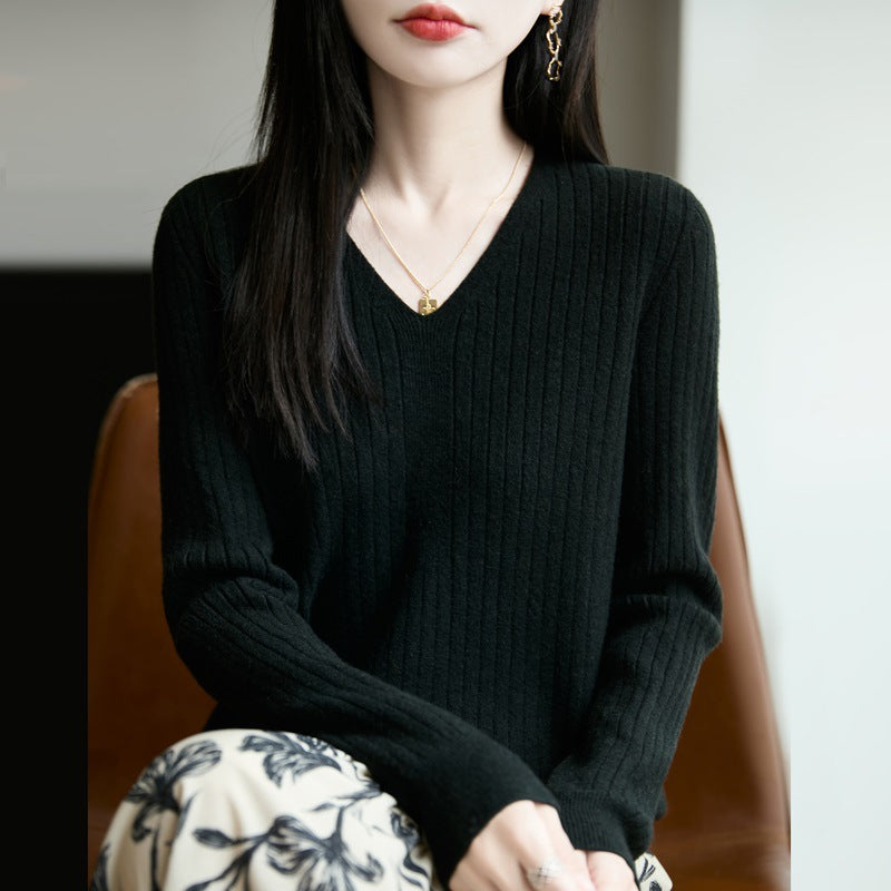 Millie V-neck knit top for women