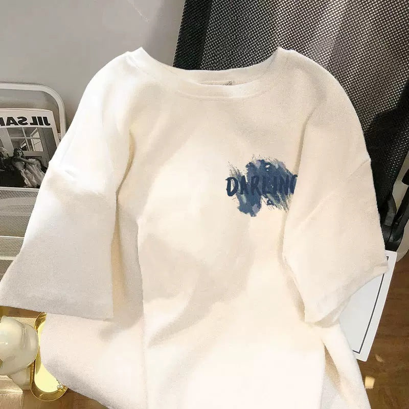 Retro Letter Print Women's Loose T-Shirt