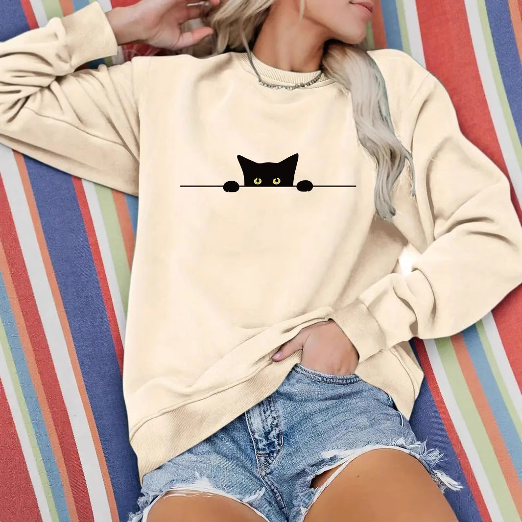 Cute Cat Print Sweatshirt