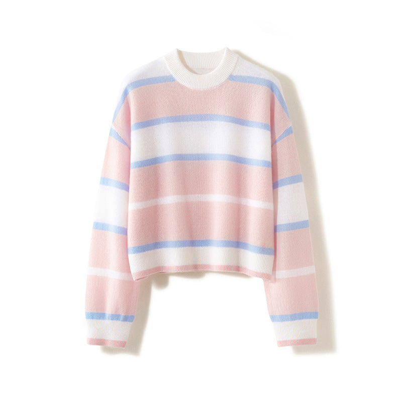 Goat hair wide round-neck sweater
