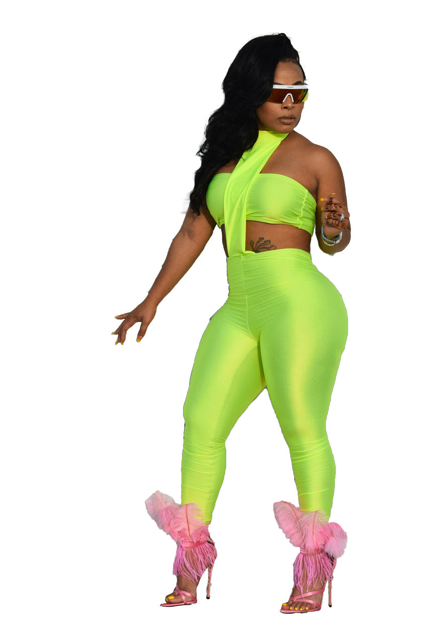 Summer Solid Color Strapless Two-Piece Set