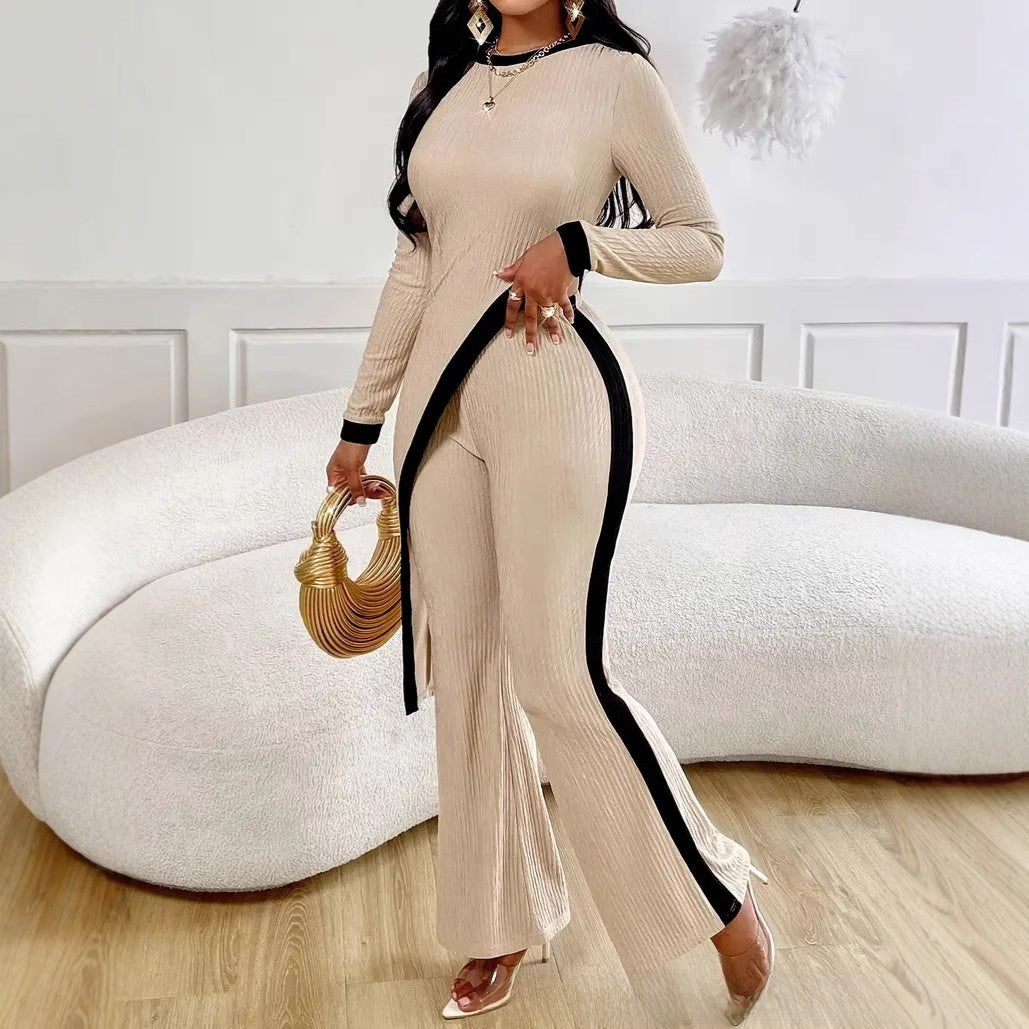 Olea Color-Contrast Slit Suit