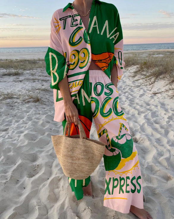 women colorful beach suit set