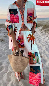 women colorful beach suit set