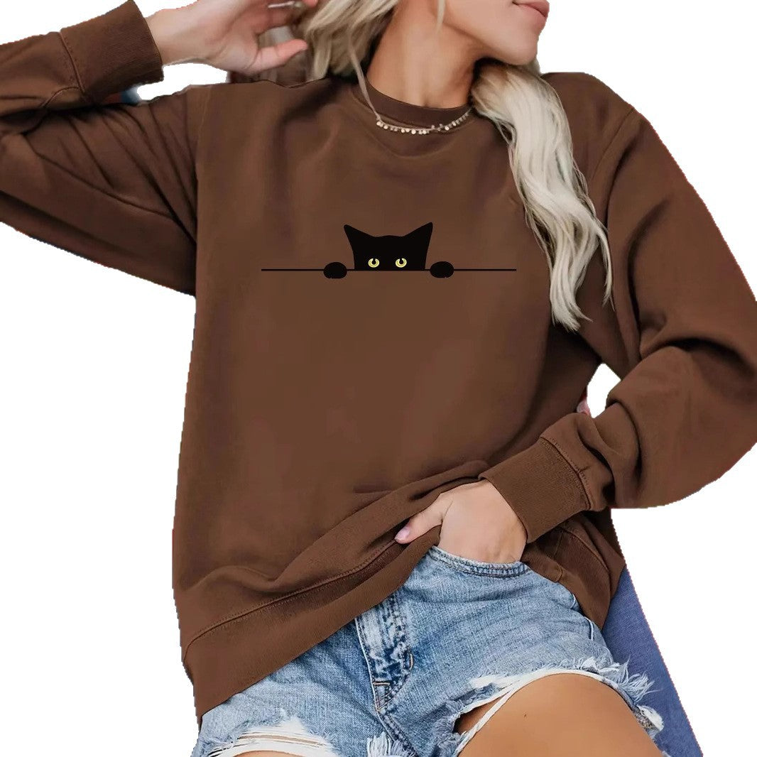 Cute Cat Print Sweatshirt